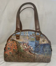 Icon Los Angeles Leather Large Shoulder Tote Purse Wearable Art Boat Scene