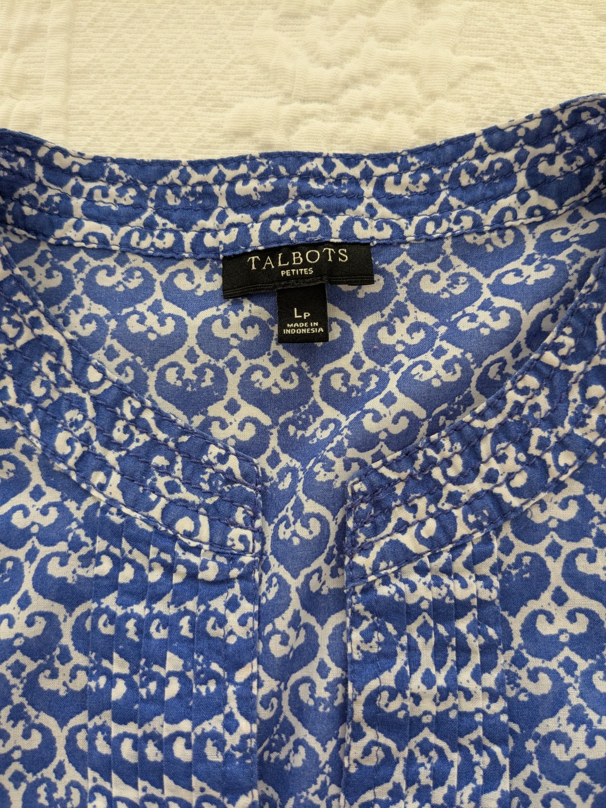 TALBOTS PETITES BLUE/WHITE PATTERNED SLEEVELESS B… - image 3