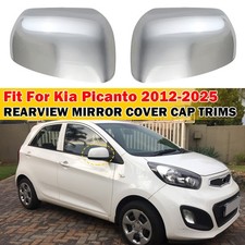 For Kia Picanto 2012-2025 2pcs Chrome Add-on Rearview Mirror Cover Cap Trims Abs