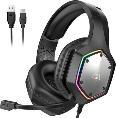 EKSA E1000 V2 Gaming Headset, PC Headset with USB C Plug, Wired Headphones with 