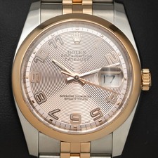 Rolex Datejust 116201 Everose Steel Watch 36mm Concentric Arabic Dial