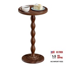 Small Round Side End Table - Solid Wood Accent Drink Table for Living Room,