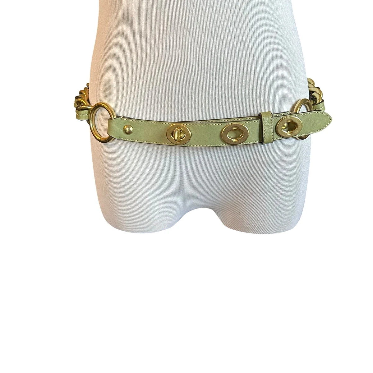By Far Katina Green PVC Belt Gold Chain Buckle Size Small Made in Bulgaria BY FAR PVC Katina Belt - Brown | Garmentory main image 4