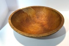 Vintage Turned Wooden Dough Bowl Farmhouse Kitchen 13  Ridge Sides