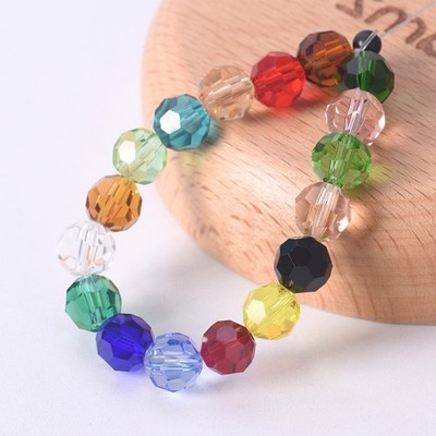 Round 32 Facets Cut Ball 3mm 4mm 6mm 8mm Faceted Crystal Glass Loose Beads Lot
