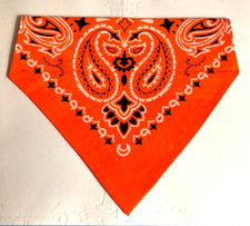 Over Collar Slide On Pet Dog Cat Bandana Scarf ORANGE BANDANA MEDIUM
