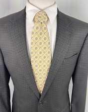 JOS A BANK Men  s Brown Gingham Check Wool Silk Blazer Sport Coat Sz 46 R