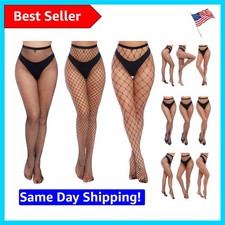 Trendy High Waist Fishnet Stockings for Women - 3 Pairs, Breathable Comfort