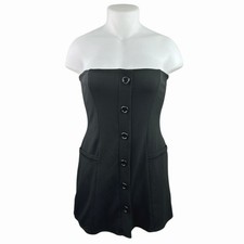 Asos Black Strapless Sleeveless Tube Bandeau Tux Mini Bodycon Dress Size 14