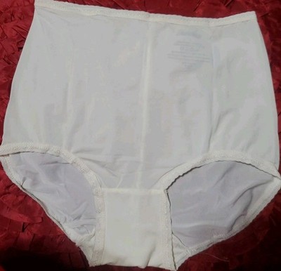  New 3 Pack Sz 5 S Cream Granny Panties Full Brief Nylon Cotton Back Seam Retro
