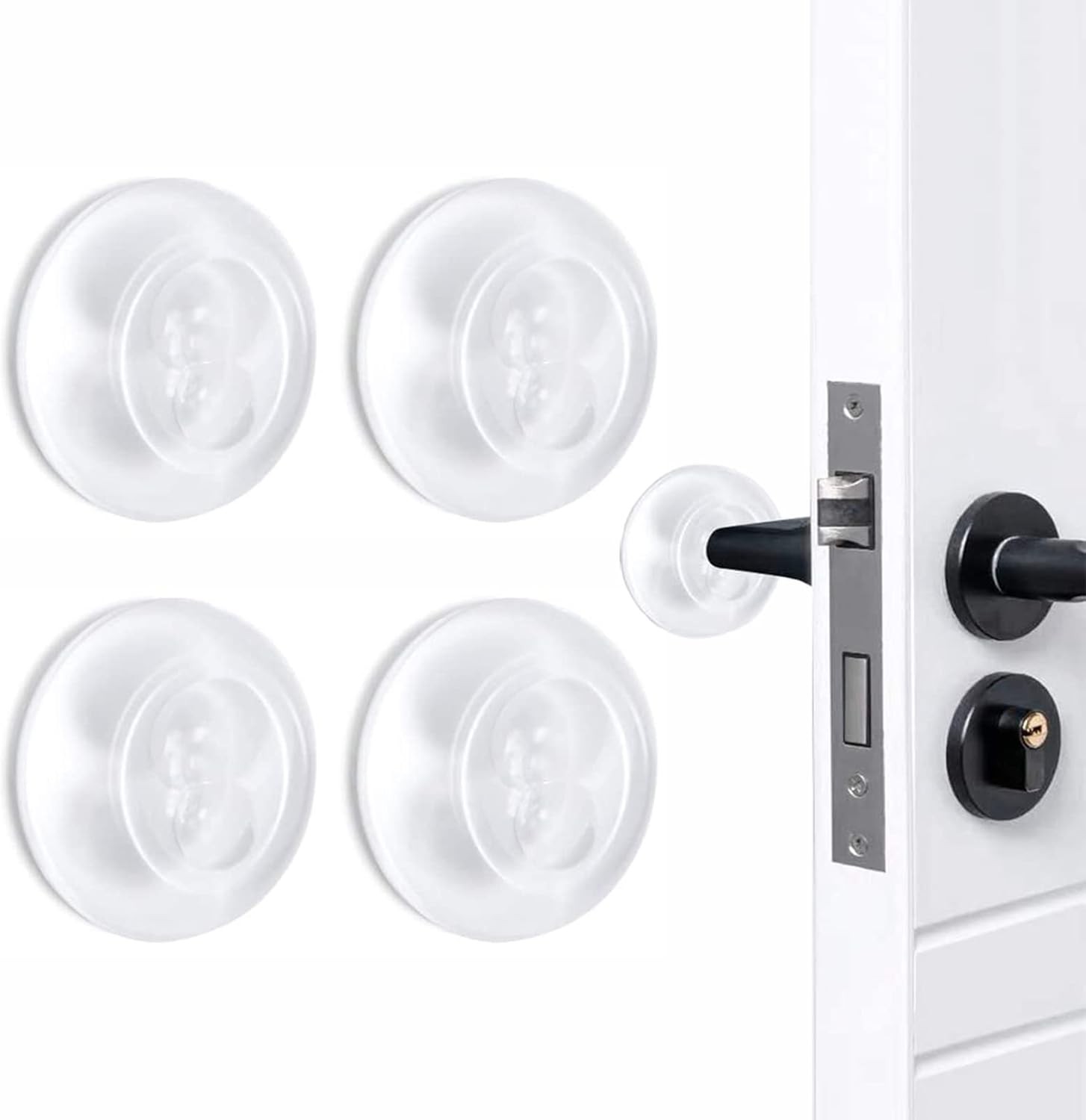 Door Stopper Wall Protector, Adhesive Bumper Reusable Clear-4 Pcs 