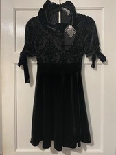 Killstar NEW Miss Fur fur Velvet & Burnt Velvet Short Little Black Dress Small