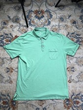 Tommy Bahama Polo Shirt Mens Medium Green Pima Cotton Pocket Short Sleeve Casual