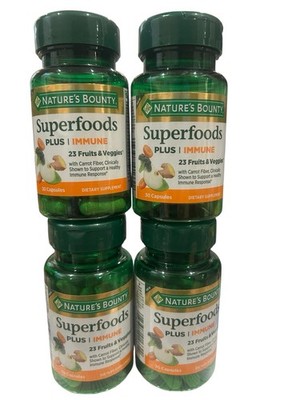 Lot Of 4 Nature's Bounty Super Foods Plus Immune 23 Fruits & Veggies 30ct
