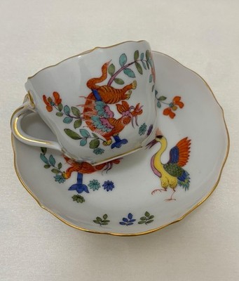 Meissen Mokkatasse UT Chinesischer Drache u. Storch Kakiemon Gedeck Gold 1.Wahl