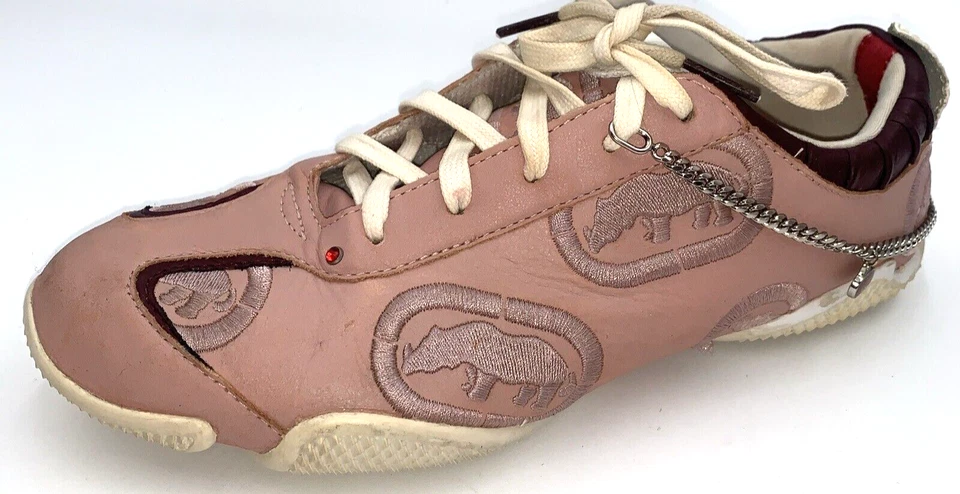 Zapatos Mujer Marc Ecko Rojo Talla 7.5 Rosa Tenis con Detalle de Cadena Logo Foto 3 de 4