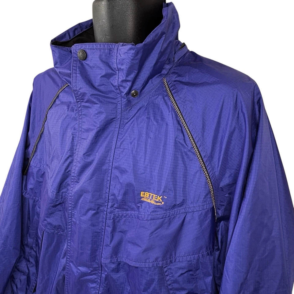 VTG Waterproof Jacket Eddie Bauer EBTEK Gore-Tex Blue Hooded Men’s XL GORP CORE - Image 3 of 4