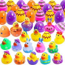 24 Pcs Easter Eggs with Rubber Duck Toys for Kids, Colorful Easter Eggs Fille...