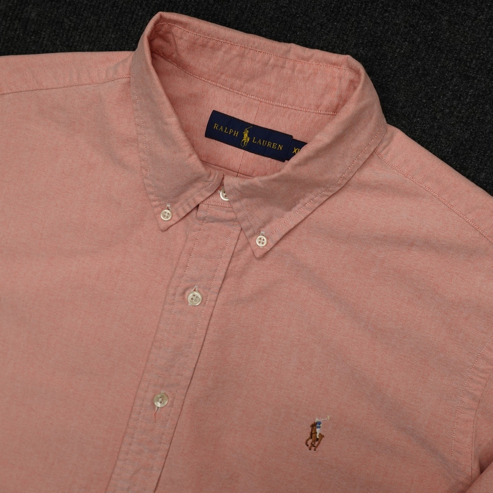 Ralph Lauren Button Down Long Sleeve Cotton Oxford Preppy Men XL Salmon