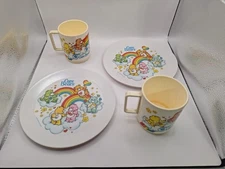 1983 Care Bears Deka American Greetings Rainbows 8" Melamine Plate & Cup Set VTG