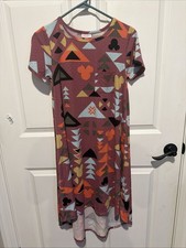LuLaRoe Disney Collaboration XXS Carly Dress Multicolor Geometric Mickey Pattern
