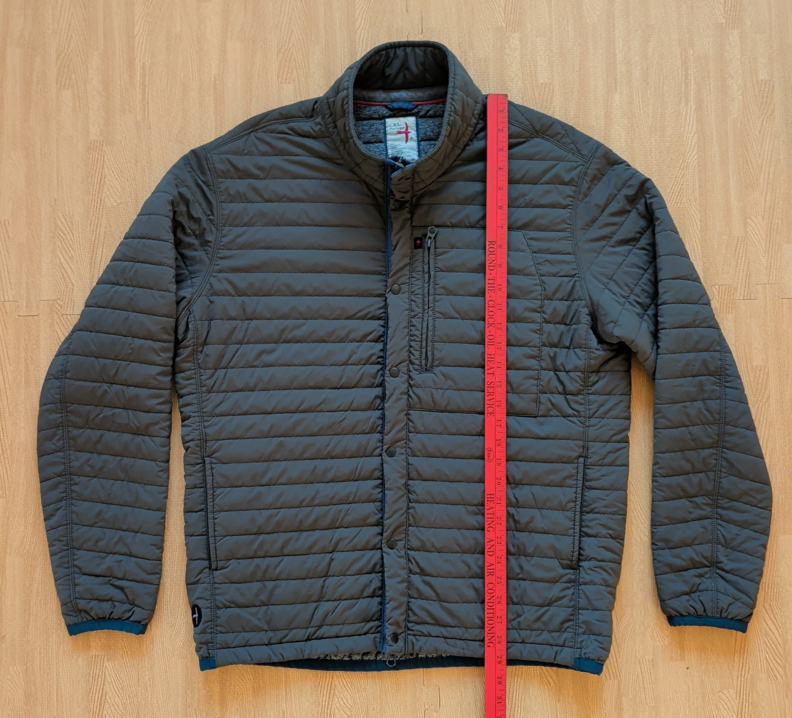 Relwen Windzip Jacket Charcoal Loden Huckberry Men's XL Softshell Quilted Coat - product detail image 6