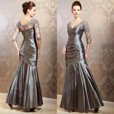 Plus Size Mermaid Mother of the Bride Dresses Half Sleeve Appliqued Pleats