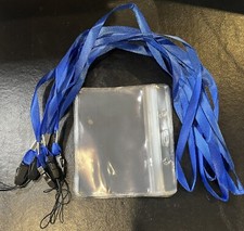 3Pc Blue Lanyard with Horizontal Clear ID Holder - A0017