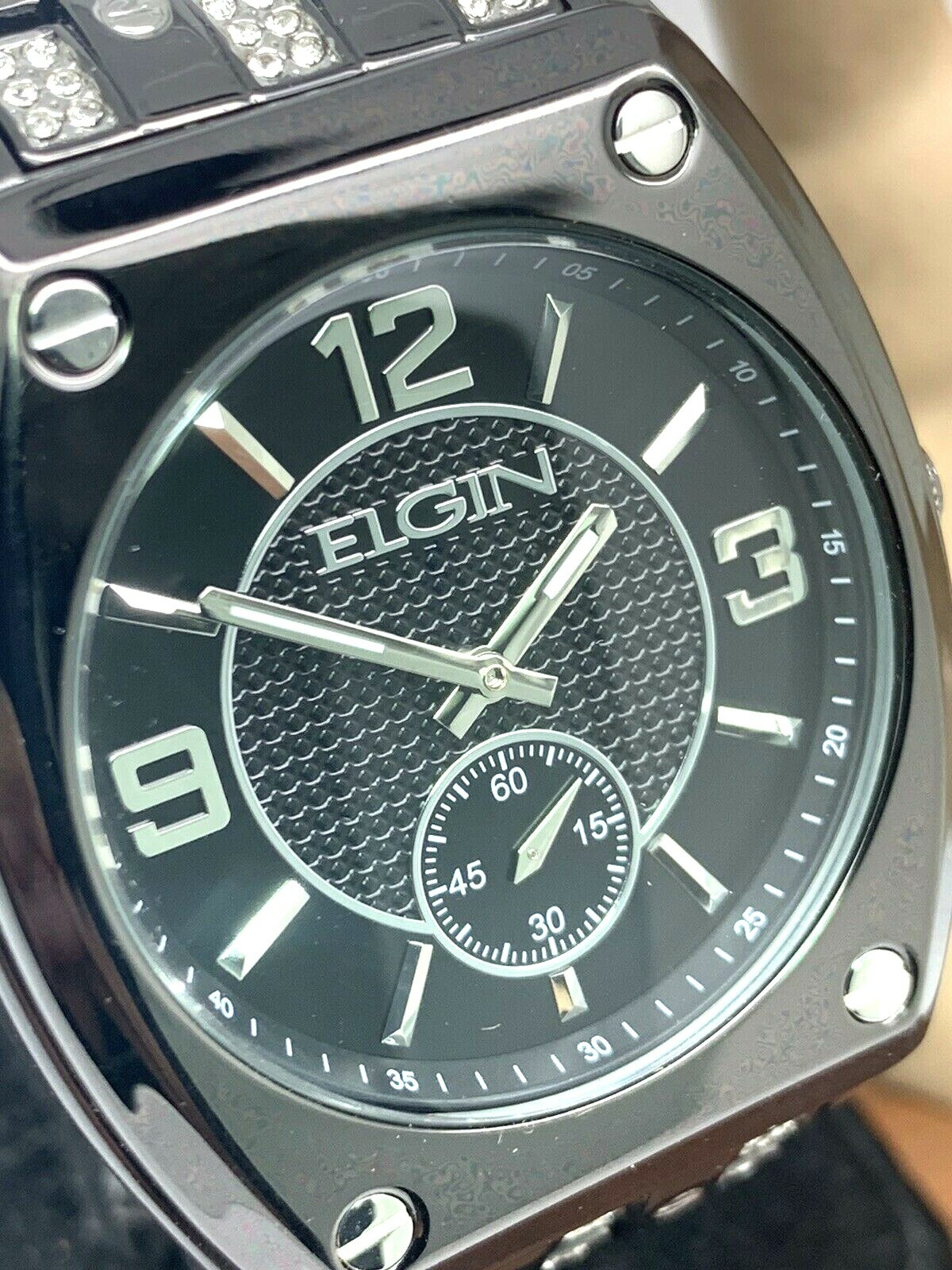 Elgin Men's Watch FG9752ST 42mm Black Dial Stainless Steel Crystal
