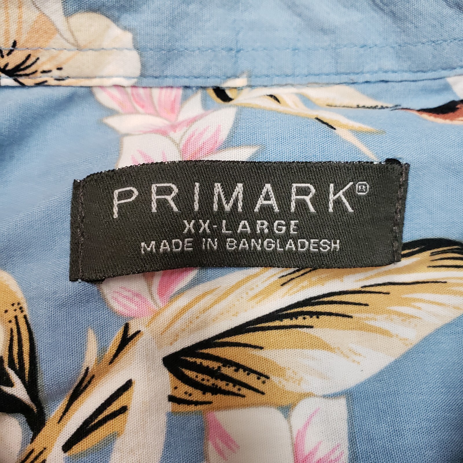 Primark Hawaiian Shirt Mens 2XL Blue Floral Short Sleeve Button Up image 2