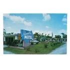 Fort Myers Poinsettia Motel Postcard 1950s Florida Neon Sign Vintage Cars B1176
