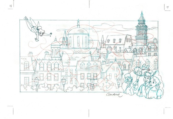 Peter Pan de Disney - Dibujo de Producción Original - Cardona - Firmado
