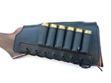 Stright Butt Stock Leather Cover Shotgun Ammo Shell Holder Cheek Rest Padded 