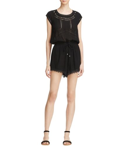 Ella Moss Womens Broderie Anglaise Romper Jumpsuit, Black, X-Small - Picture 1 of 1