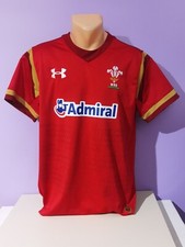 Wales rugby 2015/16 home red shirt CYMRU small loose fit Under Armour WRU 