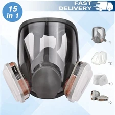 15 IN 1 Full Face Gas Mask Set Spray Painting Respirator Reusable Safety 6800