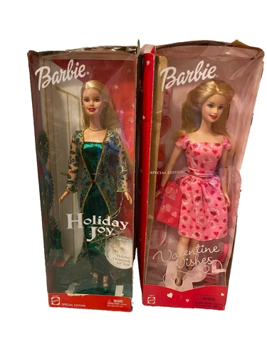 Vintage Barbie Lot Holiday Joy 2003 and Very Valentine 2001 with boxes