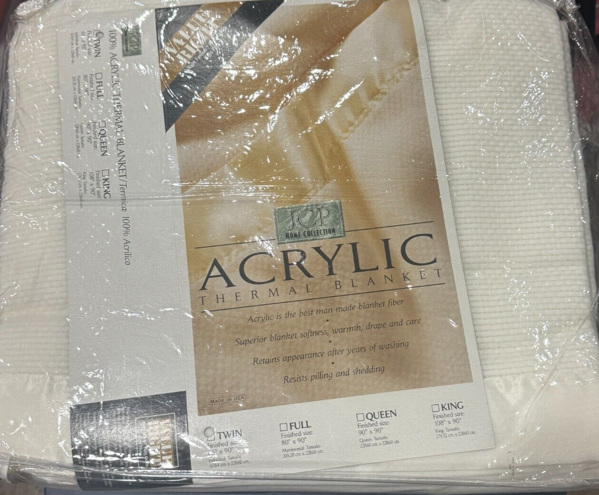 Vtg Twin Blanket White JCPenney Home Collection 100% Cotton