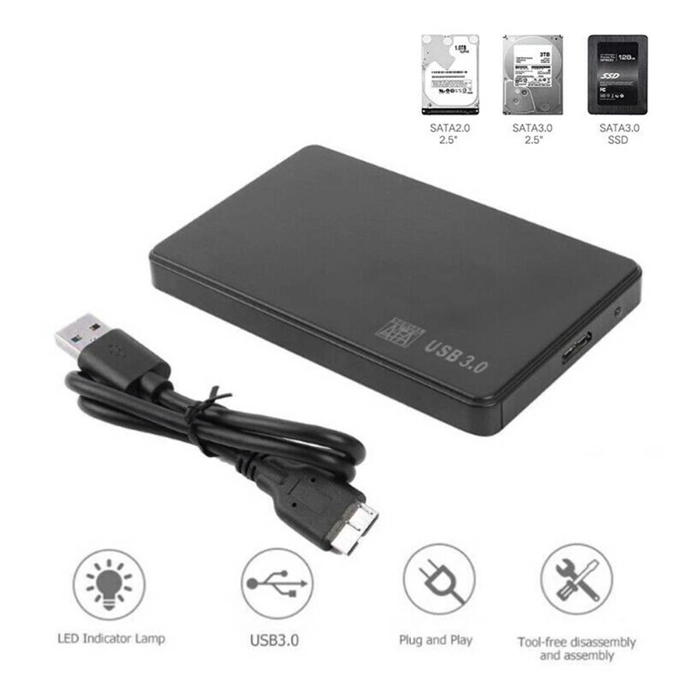 visdom Missionær Ballade 2.5 Inch HDD SSD Case Sata to USB 3.0 Hard Drive Enclosure 5Gbp Box with  Cable | eBay