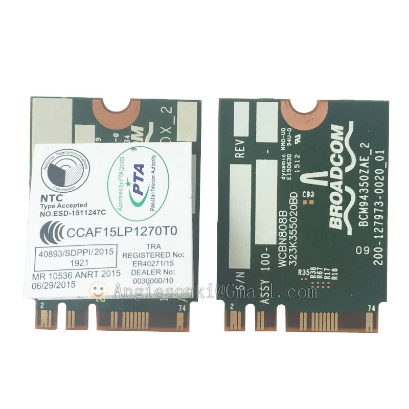 Broadcom BCM94350Z DW1820A 8PKF4 802.11 AC 867 Mbps Bluetooth 4.1 Wireless Card - Image 3 of 4