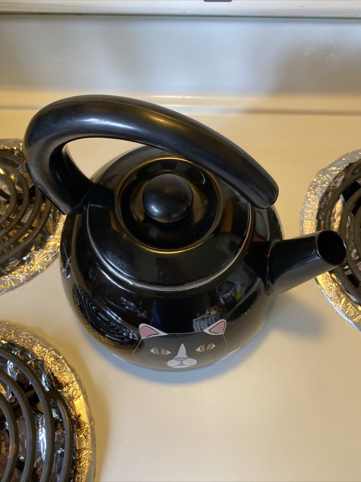 Vintage Kamenstein Black Cat Tea Kettle Pot Metal No Whistle eBay