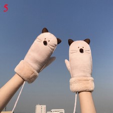 Damen Mädchen Katze Handschuhe Neckholder Winter Warm Dick Cartoon Reit Windfest