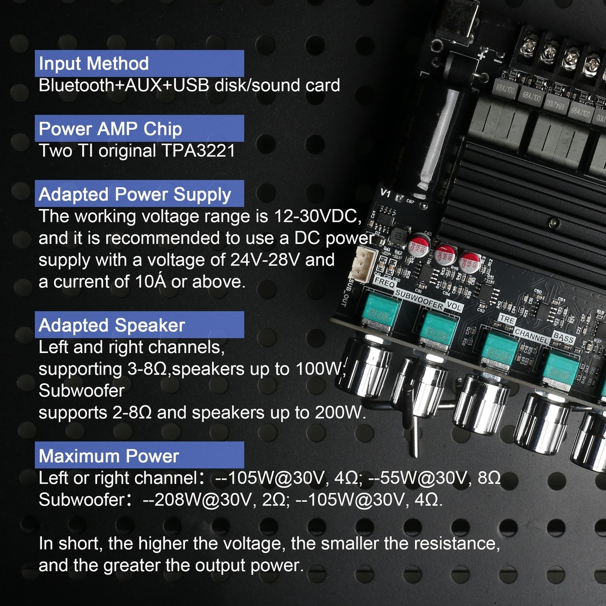 Zkst21 Tpa3221 Bluetooth Power Amplifier Board With Subwoofer 2.1
