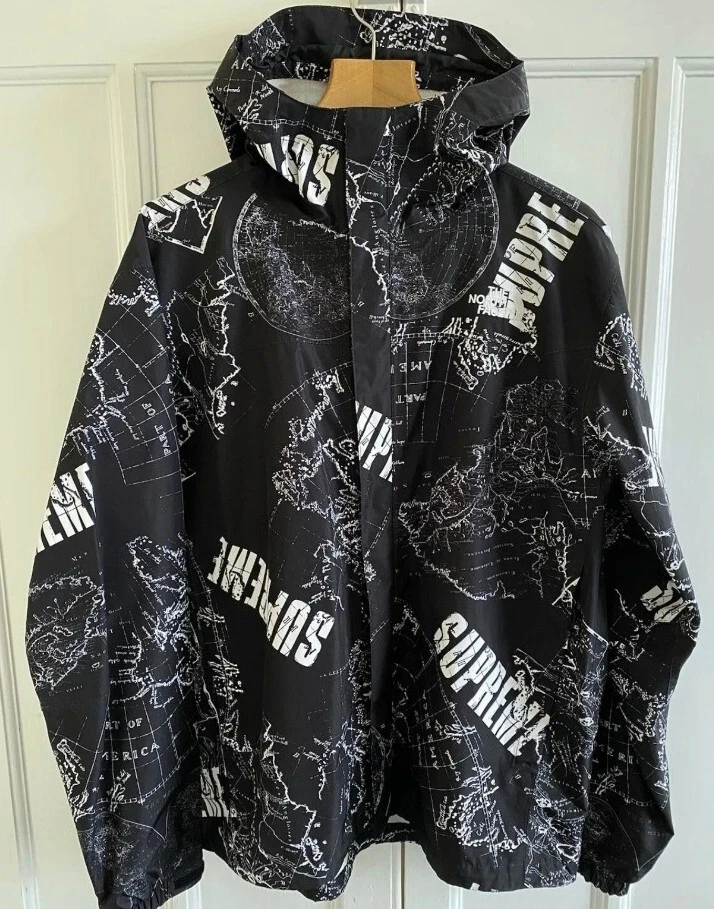 SS12 Supreme x The North Face Venture jacket L large TNF black Maps vintage Rare