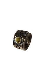 Sterling Round Bead with yellow stones for Famous Maker Charm Bracelet