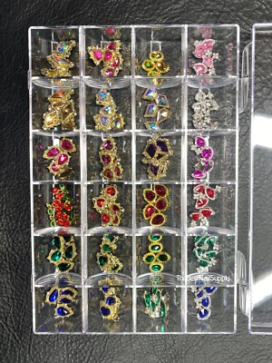 120pcs Mixed Crystal Rhinestones 24 Grids Gold CZ Nail Art Craft Jewelry 3D Nail