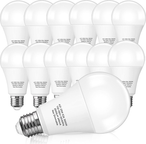 12-Pack A21 3000K LED Bulbs: Bright 2500 Lumen, Energy-Saving E26 Home Lighting - Picture 3 of 9
