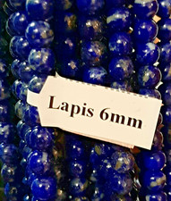 6mm Lapis Lazuli Smooth Round Beads 15" - 16" strand