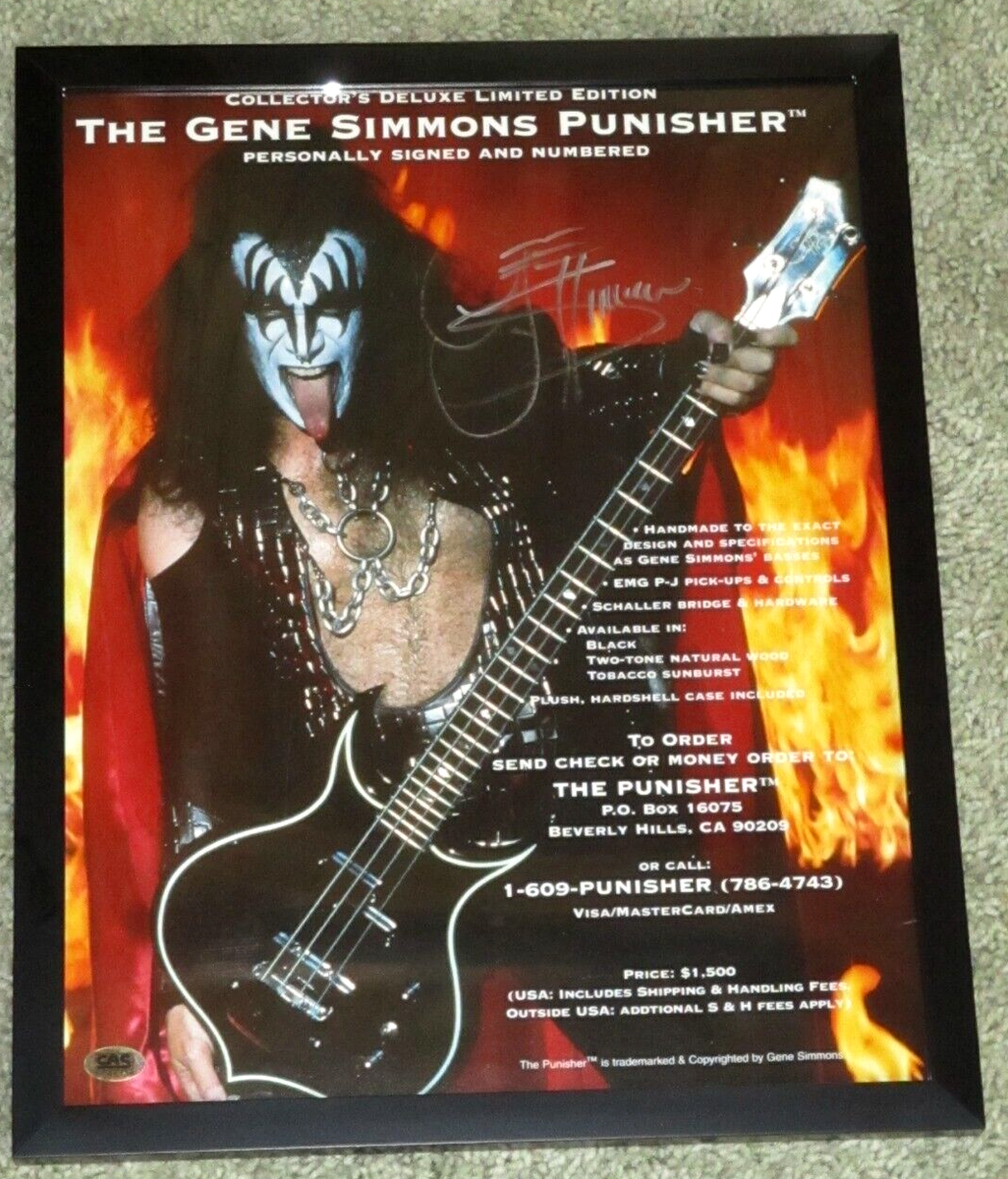 GENE SIMMONS SIGNED, FRAMED & CERTIFIED CAS KISS 11X14PUNISHER