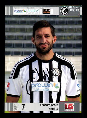 Leandro Grech Autogrammkarte VFR Aalen 2013-14 Original Signiert+A 160025